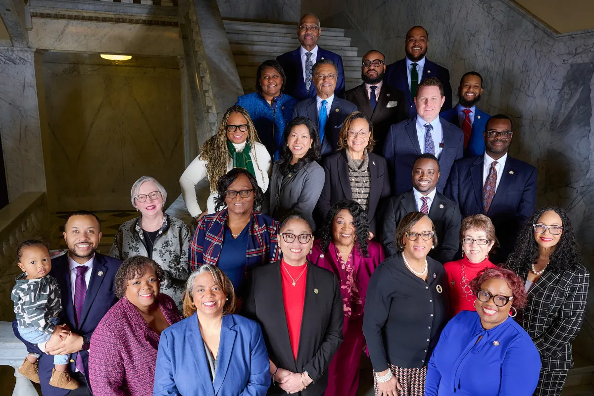 Prince George's County delegation on the marble stairs